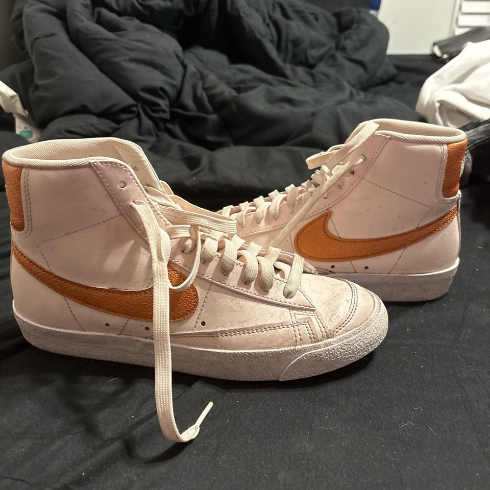 Nike High-Tops with Orange Swoosh